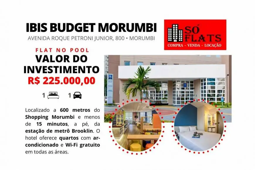 Foto 1 de Flat com 1 Quarto à venda, 15m² em Morumbi, São Paulo