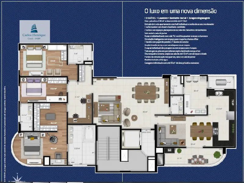Foto 5 de Apartamento com 3 Quartos à venda, 137m² em Maria Goretti, Chapecó