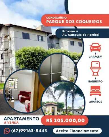 Foto 1 de Apartamento com 3 Quartos à venda, 53m² em Coronel Antonino, Campo Grande
