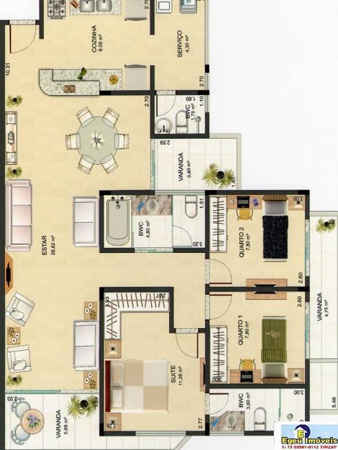 Foto 2 de Apartamento com 3 Quartos à venda, 114m² em Sao Sebastiao, Ilhéus