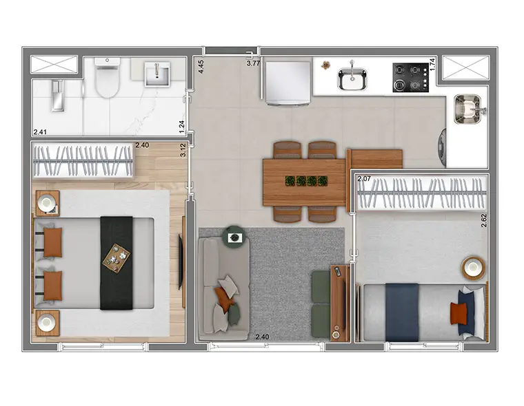 Foto 3 de Apartamento com 2 Quartos à venda, 34m² em Socorro, São Paulo