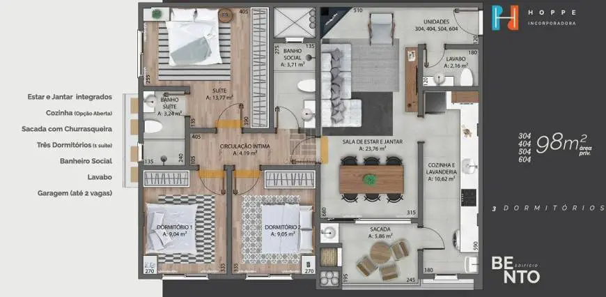 Foto 4 de Apartamento com 3 Quartos à venda, 98m² em Camobi, Santa Maria