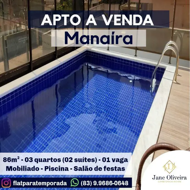Foto 1 de Apartamento com 3 Quartos à venda, 86m² em Manaíra, João Pessoa