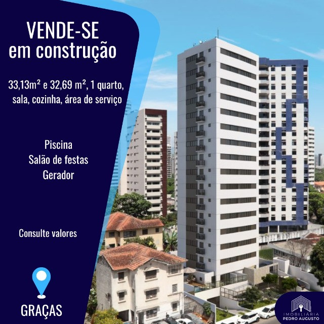 Foto 1 de Apartamento com 1 Quarto à venda, 33m² em Graças, Recife