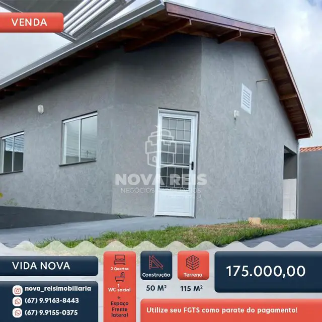 Foto 1 de Casa com 2 Quartos à venda, 115m² em Coronel Antonino, Campo Grande