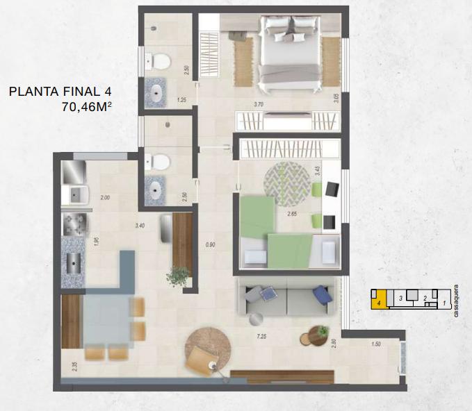 Foto 4 de Apartamento com 2 Quartos à venda, 70m² em Barcelona, São Caetano do Sul