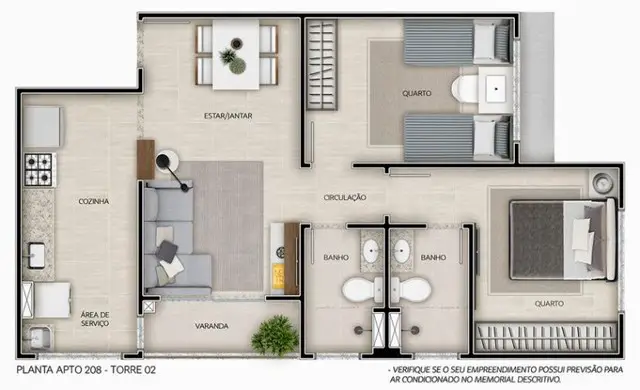 Foto 4 de Apartamento com 2 Quartos à venda, 55m² em Planalto, Manaus