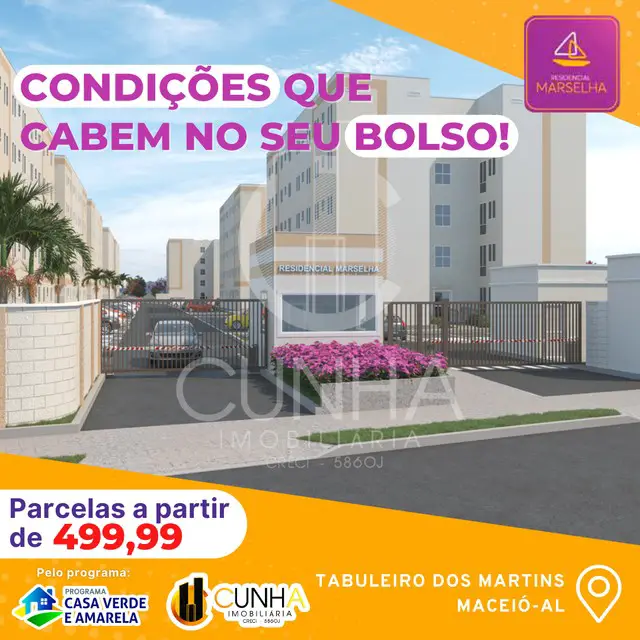 Foto 1 de Apartamento com 2 Quartos à venda, 43m² em Tabuleiro do Martins, Maceió