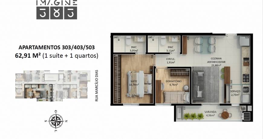 Foto 3 de Apartamento com 2 Quartos à venda, 80m² em Santo Antônio, Joinville