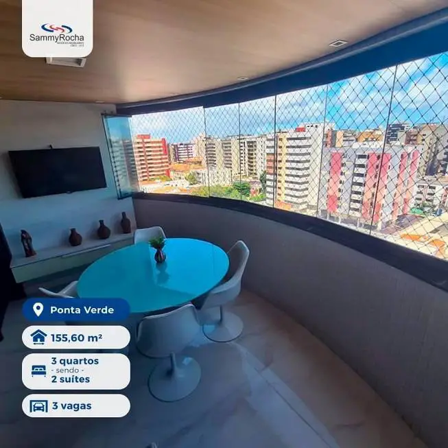 Foto 2 de Apartamento com 3 Quartos à venda, 160m² em Ponta Verde, Maceió
