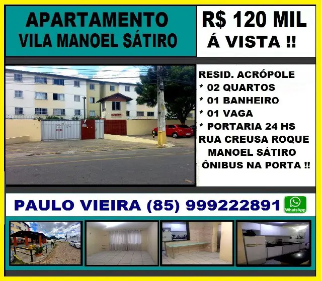 Foto 1 de Apartamento com 2 Quartos à venda, 47m² em Manuel Sátiro, Fortaleza