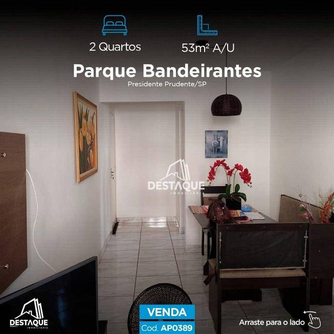 Foto 1 de Apartamento com 2 Quartos à venda, 53m² em Parque Bandeirantes, Presidente Prudente