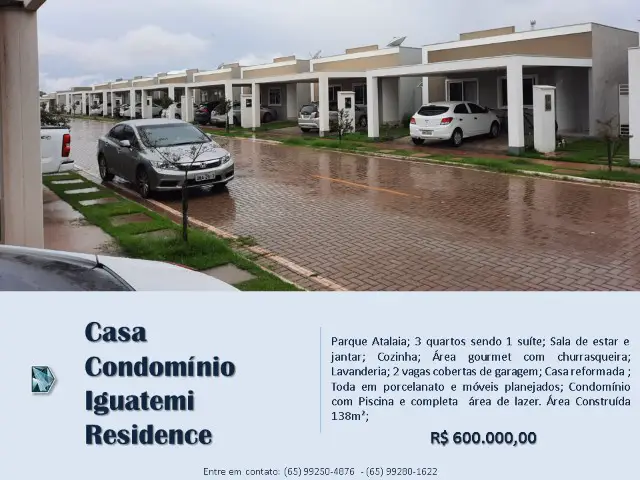 Foto 1 de Casa de Condomínio com 3 Quartos à venda, 138m² em Parque Atalaia, Cuiabá