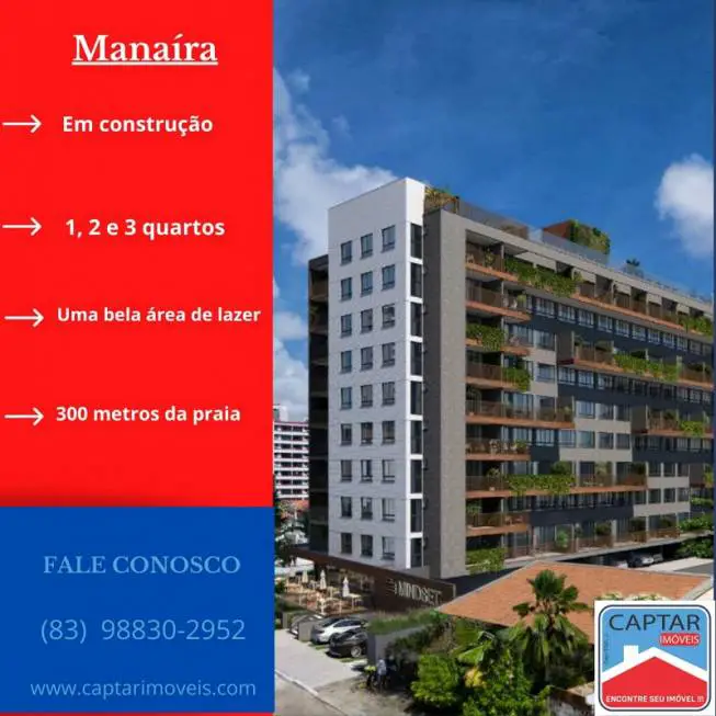 Foto 1 de Apartamento com 1 Quarto à venda, 41m² em Manaíra, João Pessoa