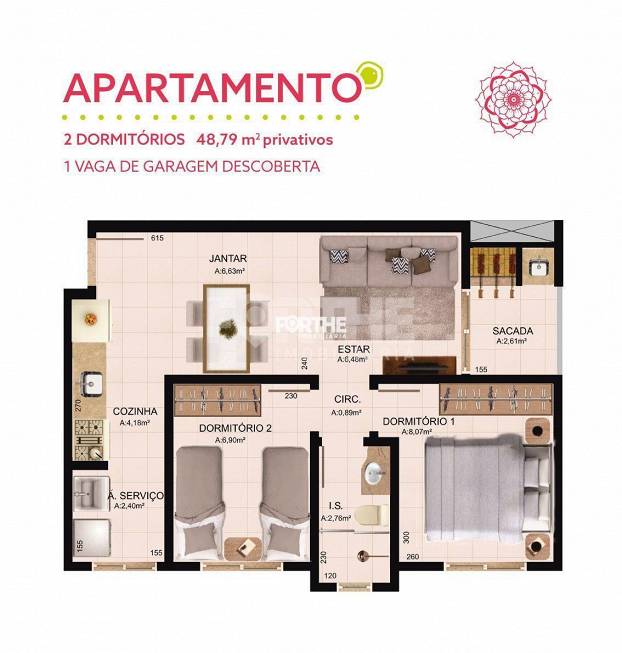 Foto 4 de Apartamento com 2 Quartos à venda, 49m² em Pioneiros Catarinenses, Cascavel