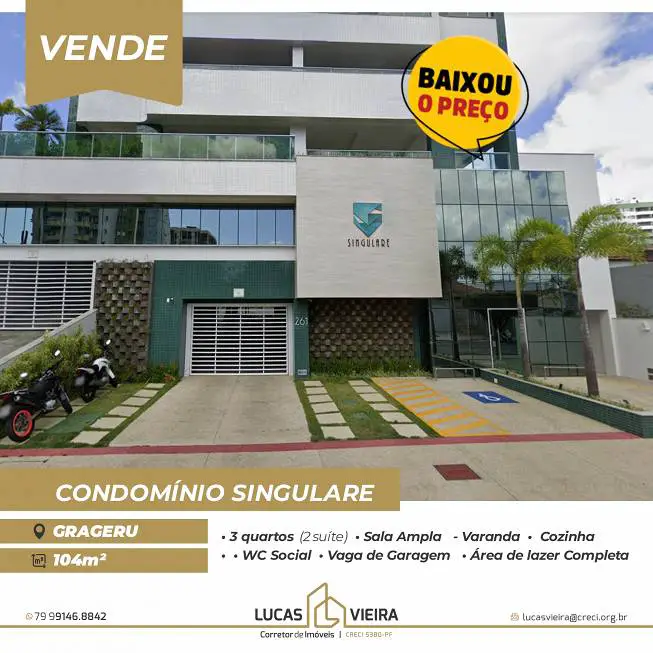 Foto 1 de Apartamento com 3 Quartos à venda, 104m² em Jardins, Aracaju