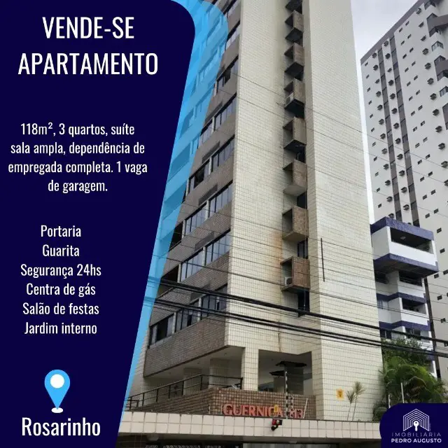Foto 1 de Apartamento com 3 Quartos à venda, 118m² em Rosarinho, Recife