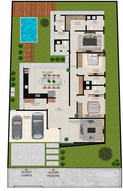 Foto 3 de Casa de Condomínio com 3 Quartos à venda, 210m² em Condominio Del Fiori, Caldas Novas
