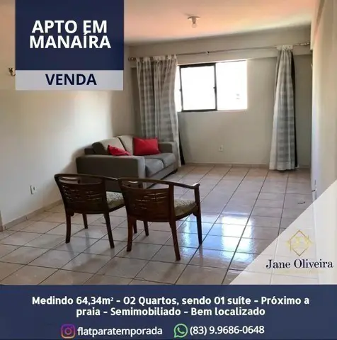 Foto 1 de Apartamento com 2 Quartos à venda, 64m² em Bessa, João Pessoa