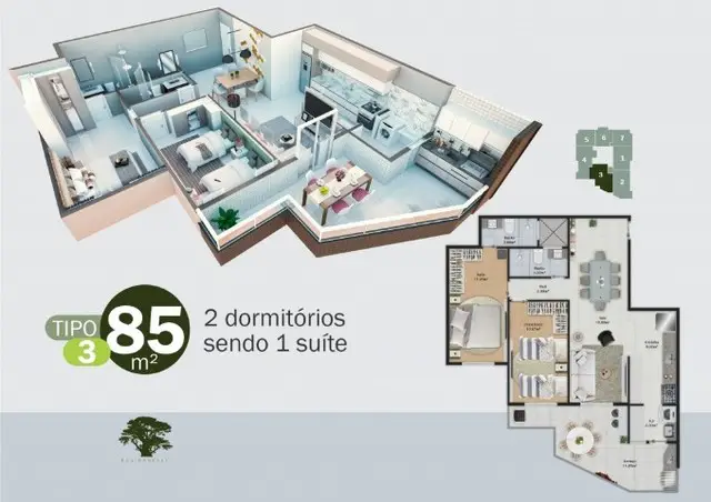 Foto 2 de Apartamento com 2 Quartos à venda, 85m² em Jardim Real, Praia Grande