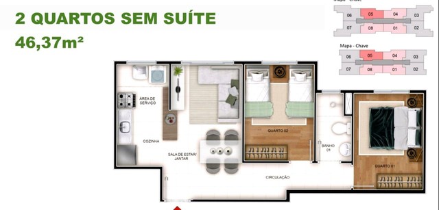 Foto 2 de Apartamento com 2 Quartos à venda, 46m² em Eldorado, Contagem