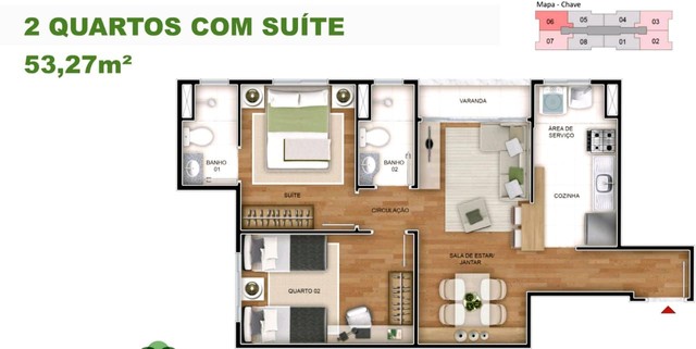 Foto 2 de Apartamento com 3 Quartos à venda, 66m² em Eldorado, Contagem