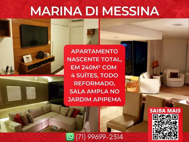 Foto 1 de Apartamento com 4 Quartos à venda, 240m² em Jardim Apipema, Salvador