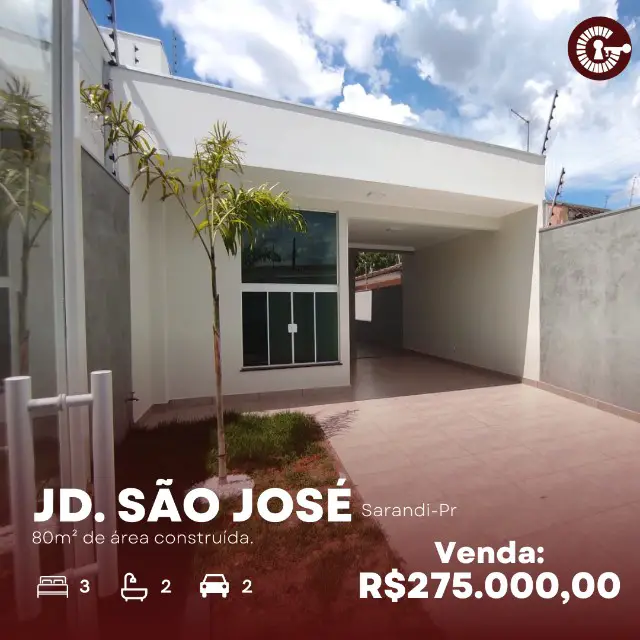 Foto 1 de Casa com 3 Quartos à venda, 80m² em Residencial Sao Jose, Sarandi