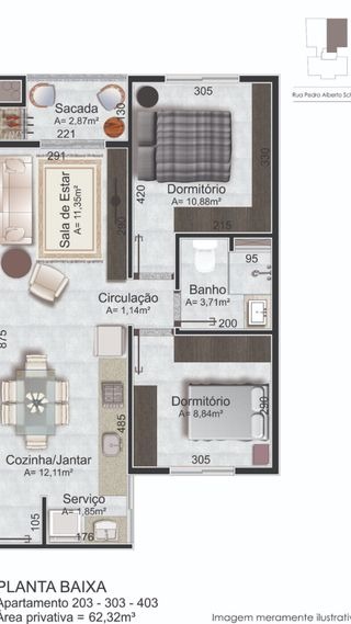 Foto 3 de Apartamento com 2 Quartos à venda, 62m² em Olarias, Lajeado