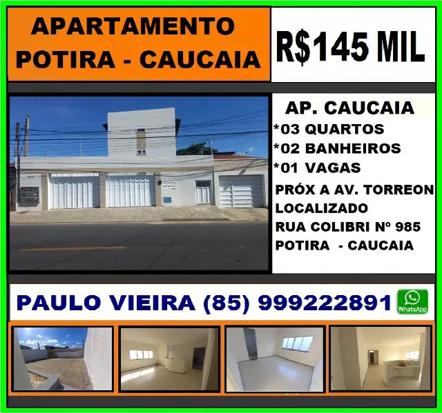 Foto 1 de Apartamento com 3 Quartos à venda, 67m² em Parque Potira Jurema, Caucaia