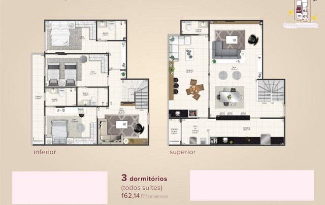 Foto 1 de Apartamento com 3 Quartos à venda, 195m² em Vila Guilhermina, Praia Grande