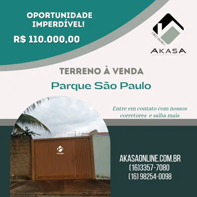 Foto 1 de Lote/Terreno à venda, 250m² em Parque Sao Paulo Vila Xavier, Araraquara