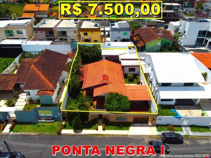 Foto 1 de Casa de Condomínio com 4 Quartos para alugar, 600m² em Ponta Negra, Manaus