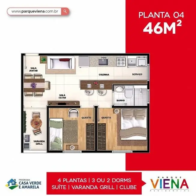Foto 1 de Apartamento com 2 Quartos à venda, 46m² em Jardim Gutierres, Sorocaba