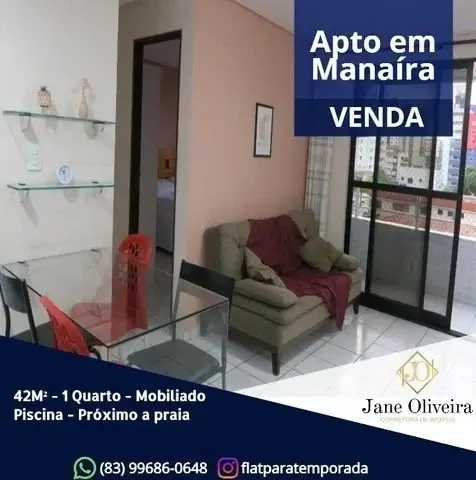 Foto 1 de Apartamento com 1 Quarto à venda, 42m² em Manaíra, João Pessoa