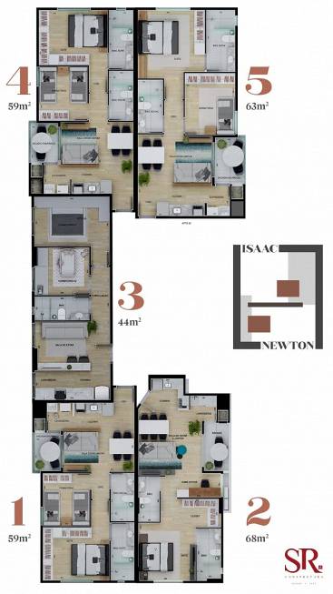 Foto 3 de Apartamento com 2 Quartos à venda, 59m² em Centro, Cascavel