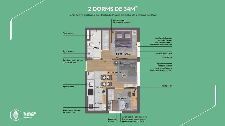 Foto 2 de Apartamento com 2 Quartos à venda, 34m² em República, São Paulo