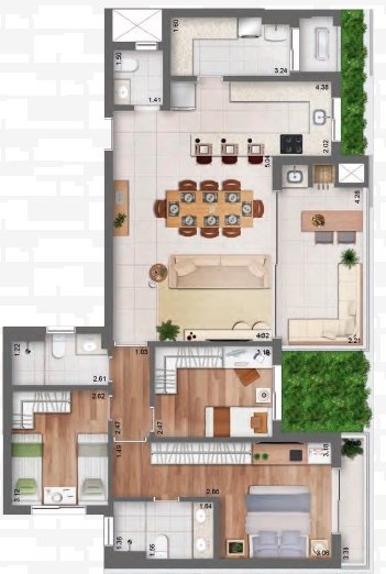 Foto 3 de Apartamento com 3 Quartos à venda, 108m² em Juvevê, Curitiba