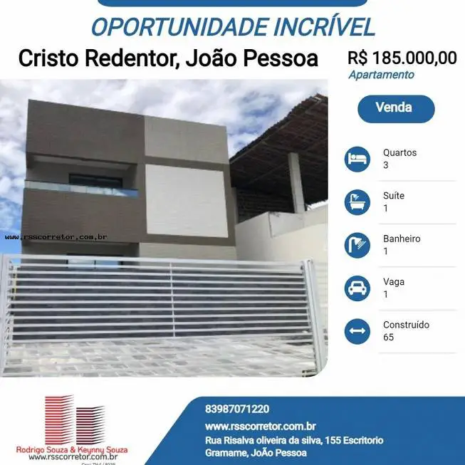 Foto 1 de Apartamento com 3 Quartos à venda, 52m² em Cristo Redentor, João Pessoa