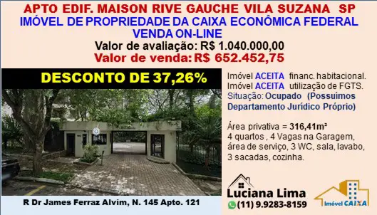 Foto 1 de Apartamento com 4 Quartos à venda, 316m² em Vila Suzana, São Paulo