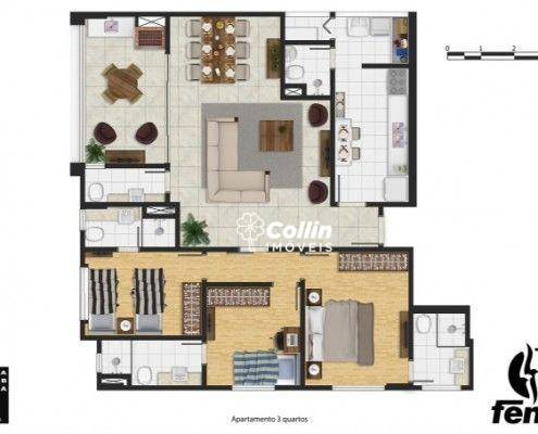 Foto 2 de Apartamento com 3 Quartos à venda, 115m² em Fabrício, Uberaba