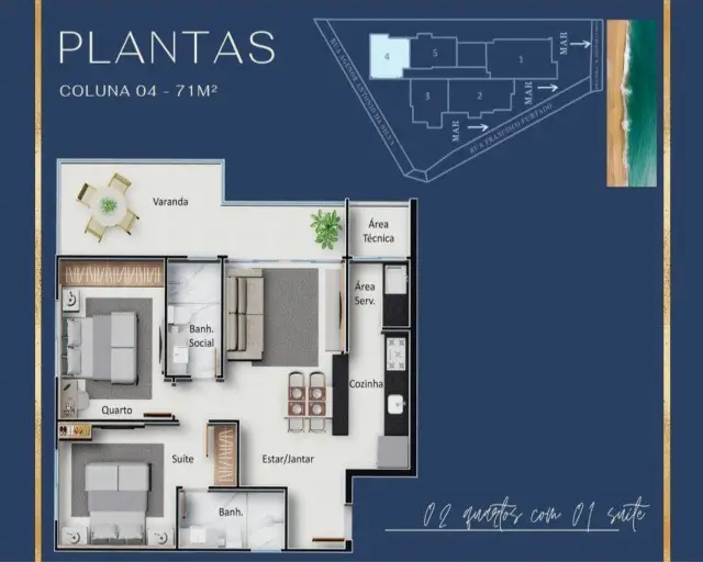 Foto 2 de Apartamento com 2 Quartos à venda, 67m² em Muquiçaba, Guarapari