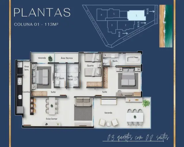 Foto 4 de Apartamento com 2 Quartos à venda, 67m² em Muquiçaba, Guarapari