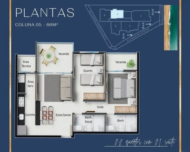 Foto 5 de Apartamento com 2 Quartos à venda, 67m² em Muquiçaba, Guarapari
