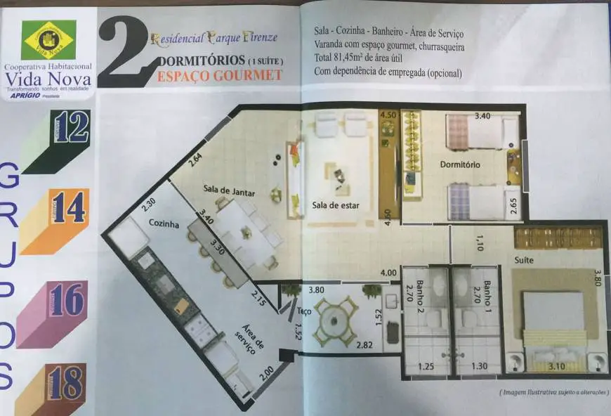 Foto 4 de Apartamento com 2 Quartos à venda, 82m² em Jardim Mimas, Embu das Artes
