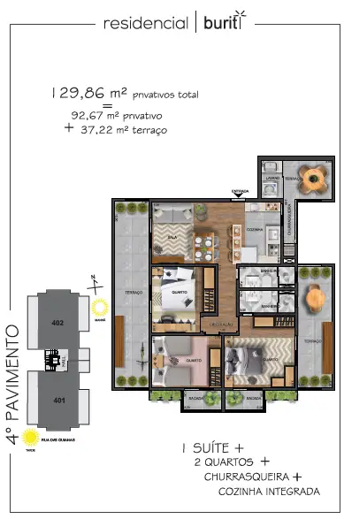 Foto 5 de Apartamento com 3 Quartos à venda, 129m² em Centro, Pinhais