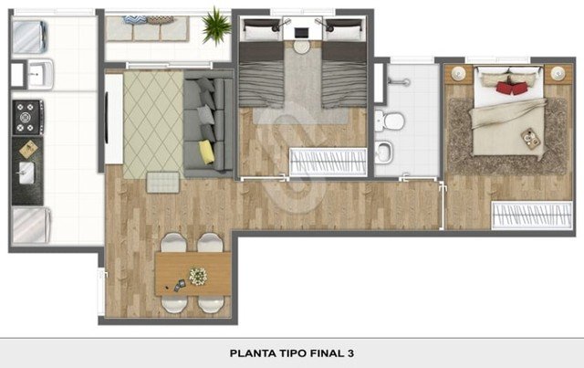 Foto 3 de Apartamento com 2 Quartos à venda, 47m² em Vila Angelica, Sorocaba