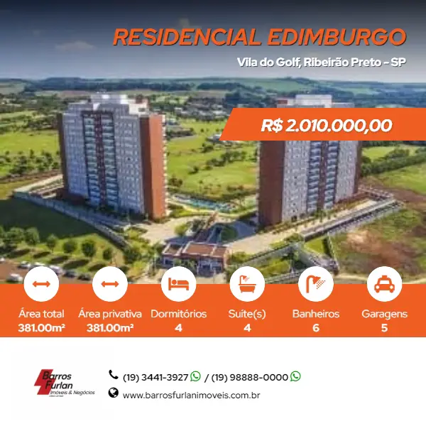 Foto 1 de Apartamento com 4 Quartos à venda, 381m² em Vila do Golf, Ribeirão Preto