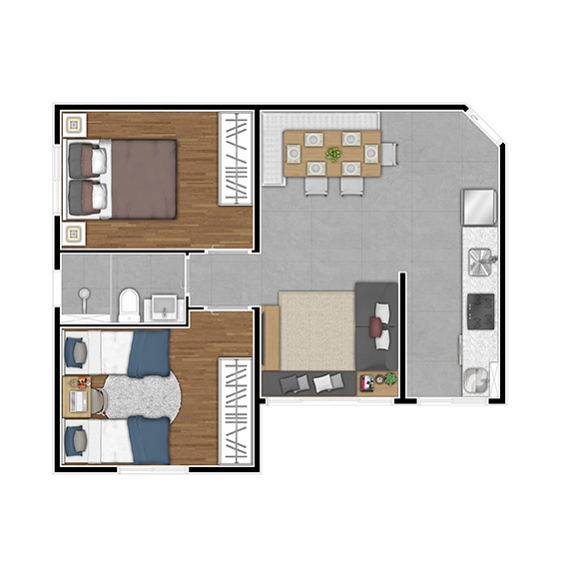 Foto 1 de Apartamento com 2 Quartos à venda, 42m² em Centro, Itapevi