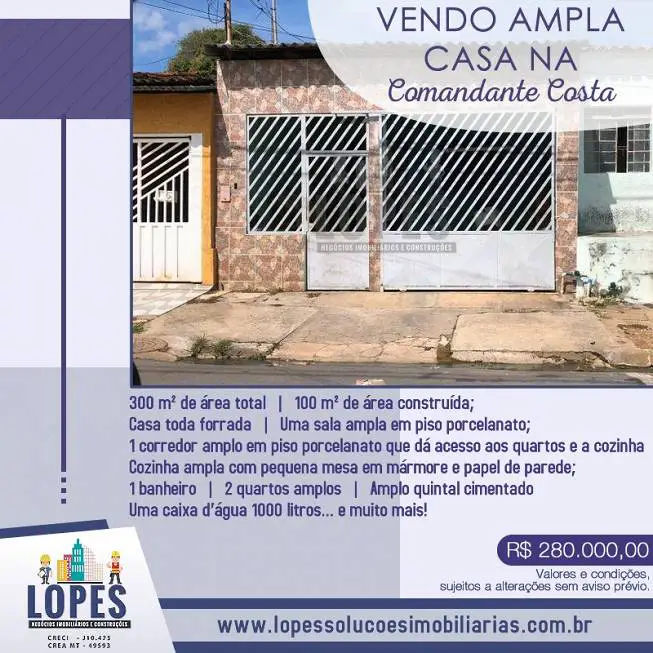 Foto 1 de Casa com 2 Quartos à venda, 100m² em Centro Sul, Cuiabá